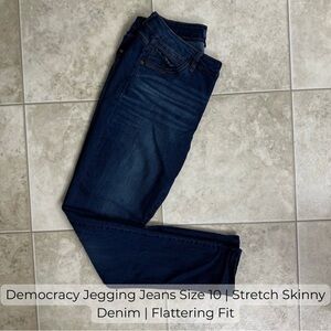 Democracy Size 10 Jegging Jeans | Dark Wash Stretch Denim Skinny Mid Rise